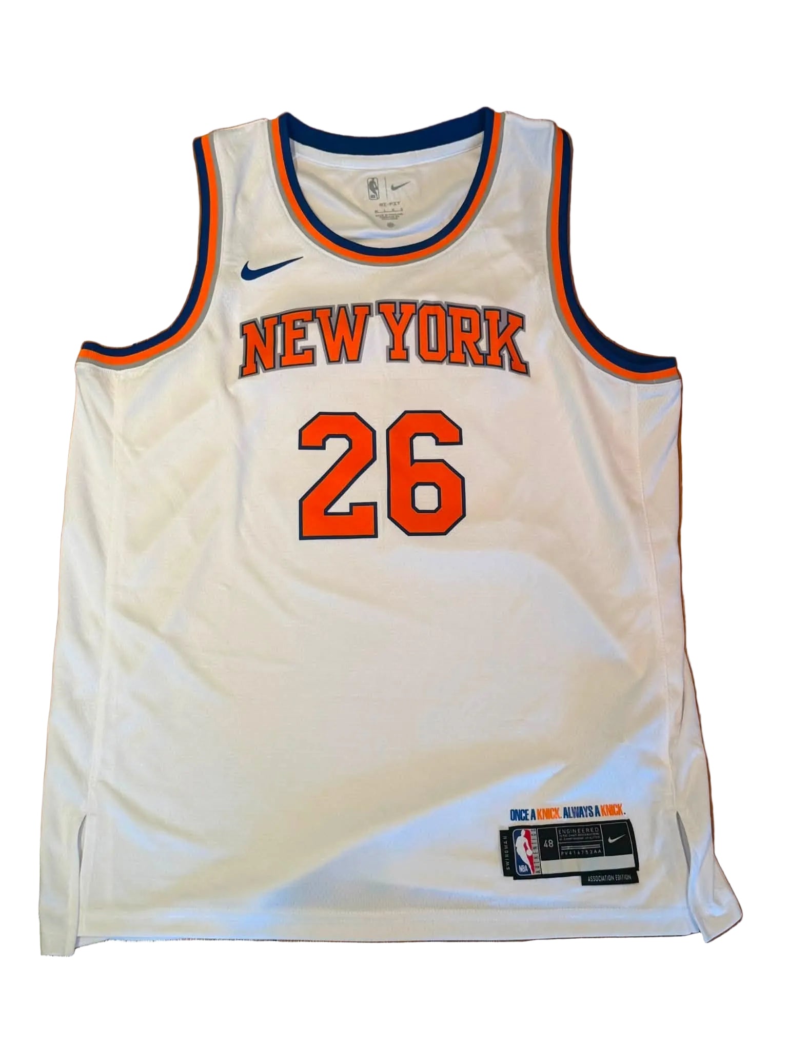 Jose Alvarado Autographed New York Knicks 26 Champions Jersey JSA COA