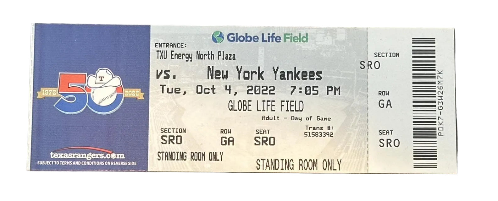 Aaron Judge 62nd Home Run Game Ticket Stub 10/4/22-Right Off The Field