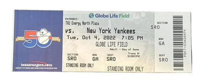 Aaron Judge 62nd Home Run Game Ticket Stub 10/4/22-Right Off The Field