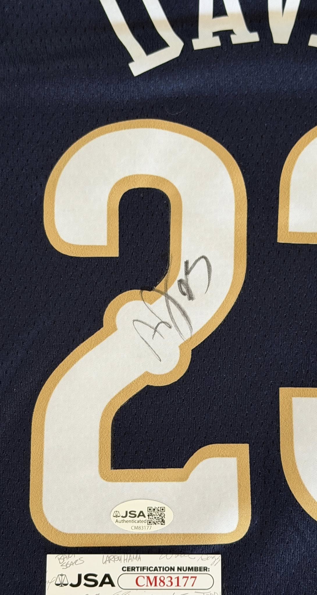 Anthony Davis Signed Autographed New Orleans Pelicans Jersey JSA COA-Right Off The Field