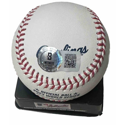 Aroldis Chapman Autographed 2023 World Series Baseball BAS Texas Rangers-Baseball-Right Off The Field