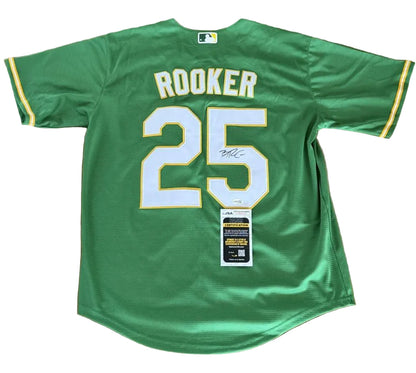 Brent Rooker Autographed Oakland Athletics Jersey JSA COA-Right Off The Field
