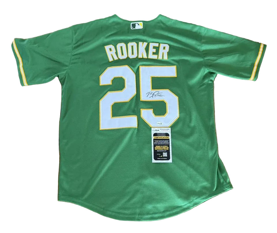 Brent Rooker Autographed Oakland Athletics Jersey JSA COA-Right Off The Field