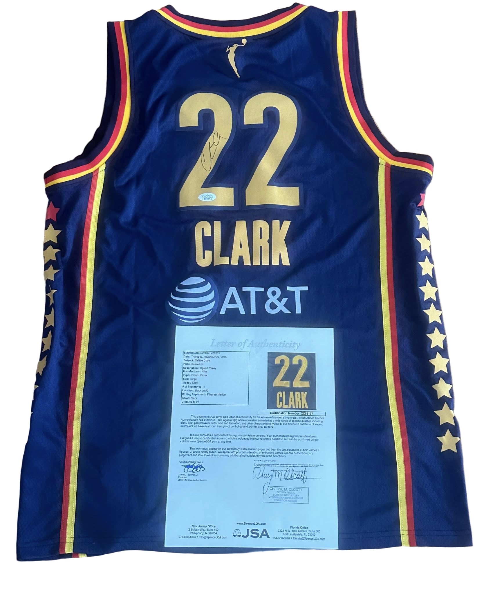 Caitlin Clark Autographed Indiana Fever Jersey JSA LOA-Right Off The Field
