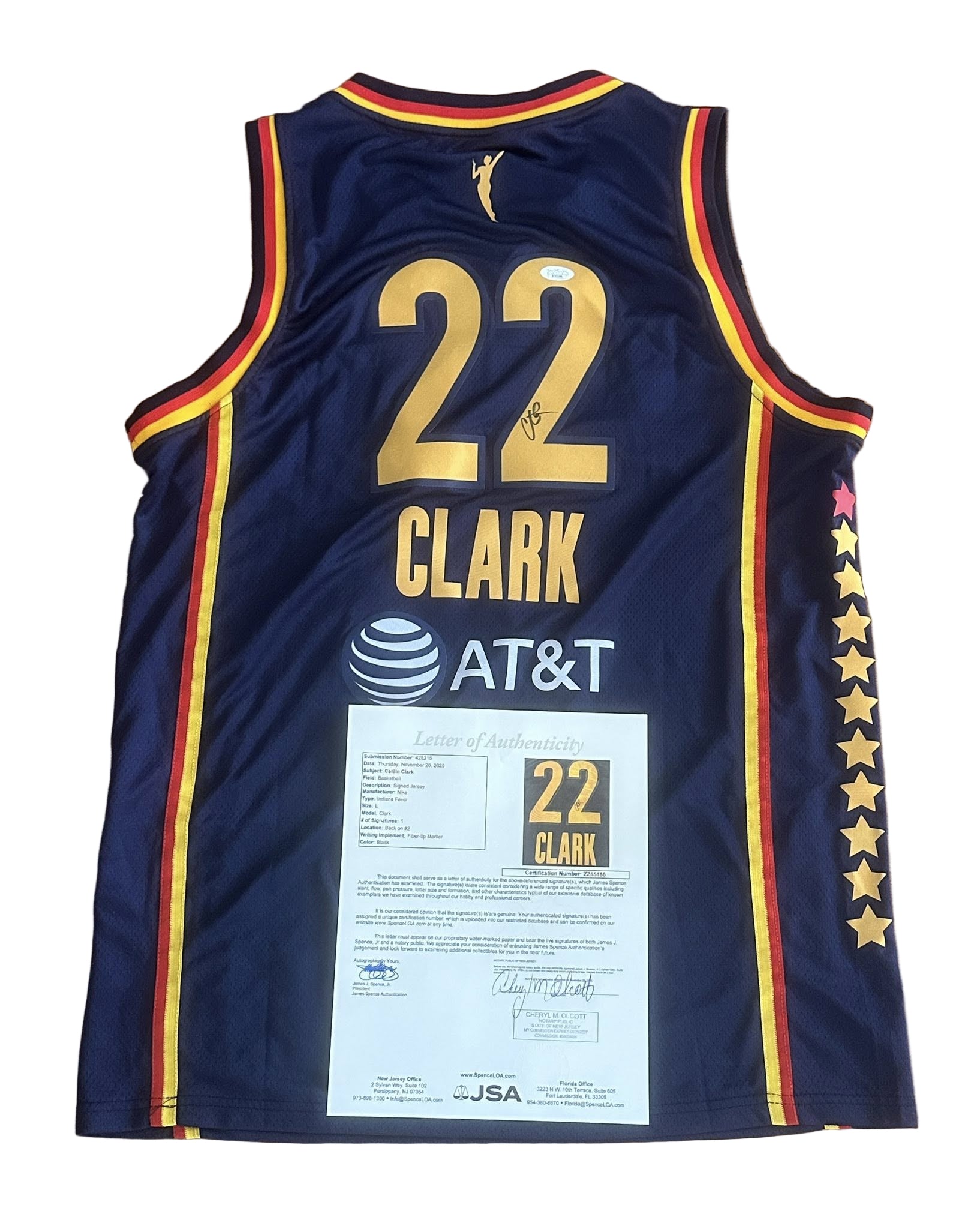 Caitlin Clark Autographed Indiana Fever Jersey JSA LOA-Right Off The Field
