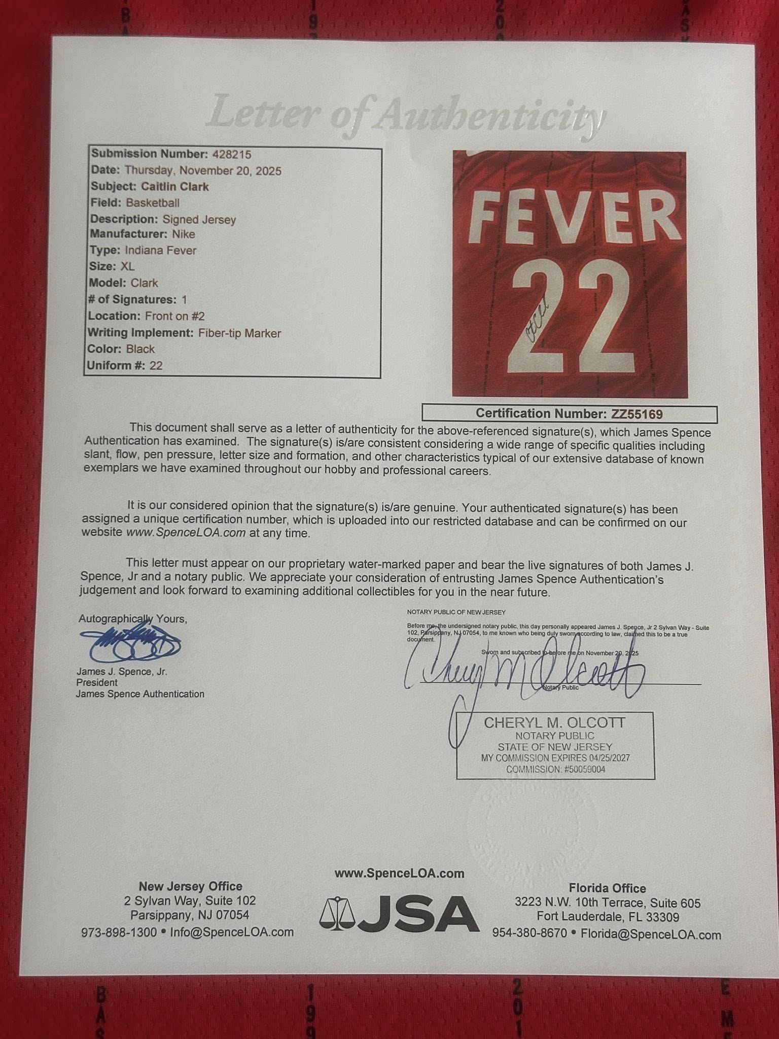 Caitlin Clark Autographed Indiana Fever Rebel Edition Jersey JSA LOA-Right Off The Field