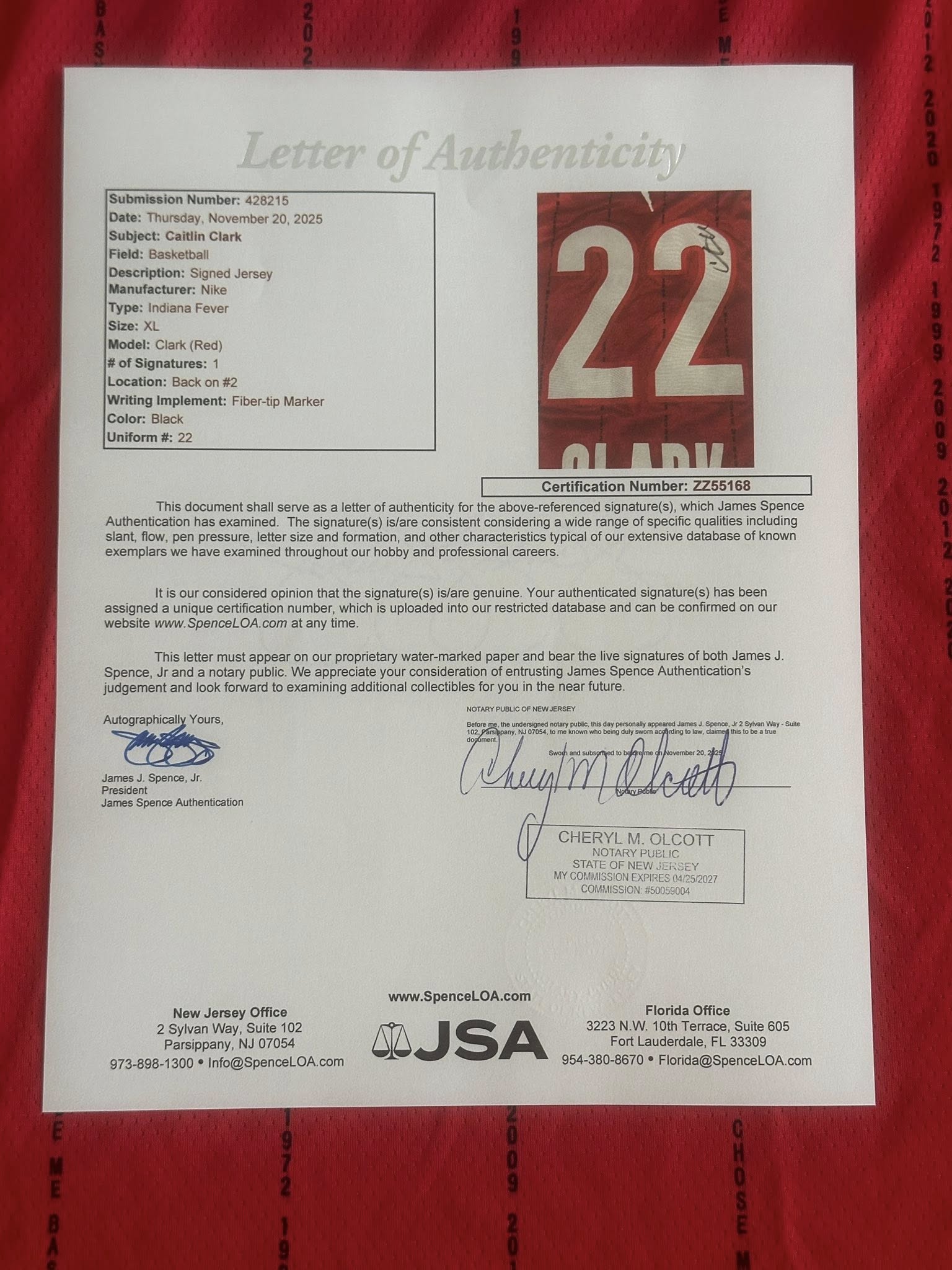 Caitlin Clark Autographed Indiana Fever Rebel Edition Jersey JSA LOA-Right Off The Field
