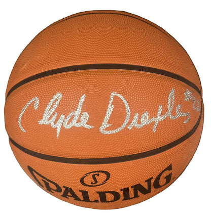 Clyde Drexler Autographed Spalding Basketball JSA LOA Portland Trail-Blazers-Right Off The Field