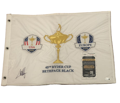 Collin Morikawa Autographed 2025 Ryder Cup Pin Flag Team USA JSA COA-Right Off The Field