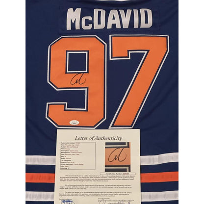 Connor McDavid Autographed Edmonton Oilers Jersey JSA LOA-Right Off The Field