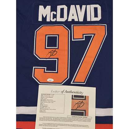 Connor McDavid Autographed Edmonton Oilers Jersey JSA LOA-Right Off The Field