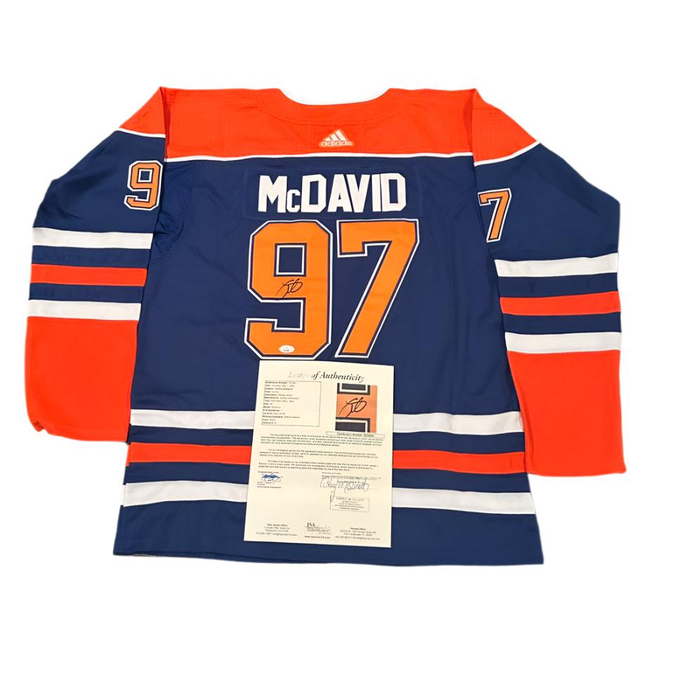 Connor McDavid Autographed Edmonton Oilers Jersey JSA LOA-Right Off The Field