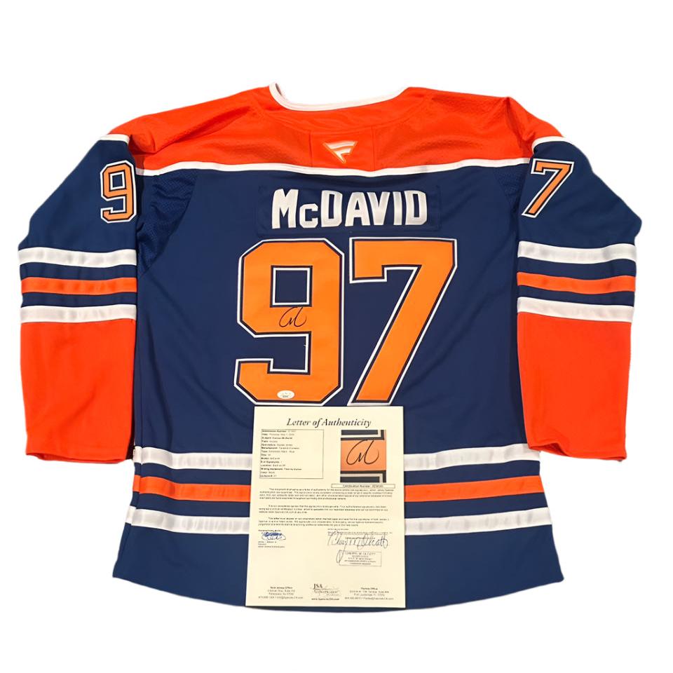 Connor McDavid Autographed Edmonton Oilers Jersey JSA LOA-Right Off The Field