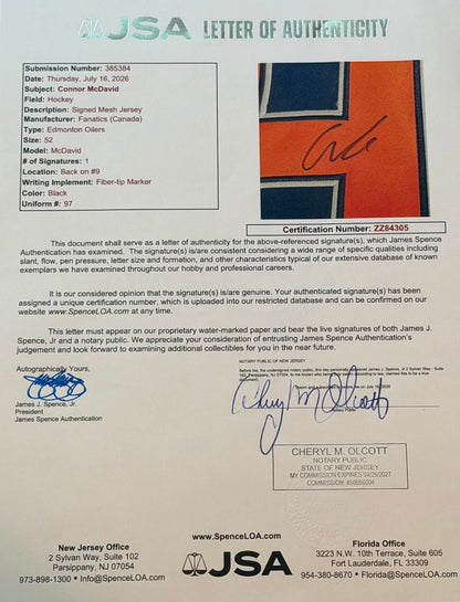 Connor McDavid Signed Autographed Edmonton Oilers Jersey JSA LOA-Right Off The Field