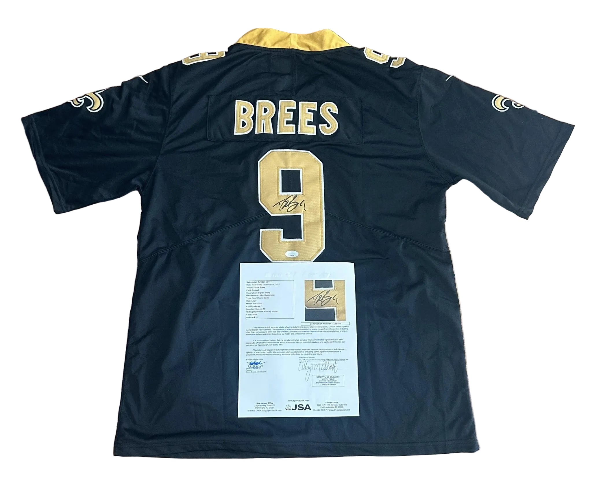 Drew Brees Signed Autographed New Orleans Saints Jersey JSA LOA-Right Off The Field