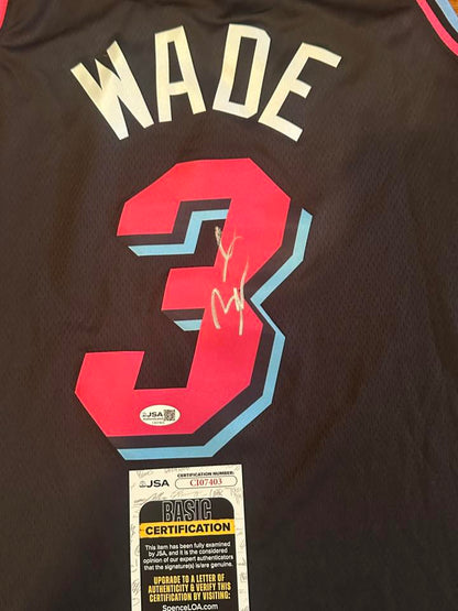 Dwyane Wade Autographed Miami Heat City Edition Jersey JSA COA-Right Off The Field