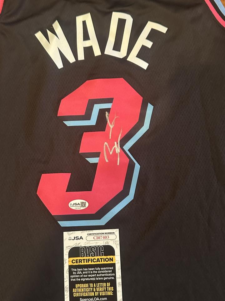 Dwyane Wade Autographed Miami Heat City Edition Jersey JSA COA-Right Off The Field