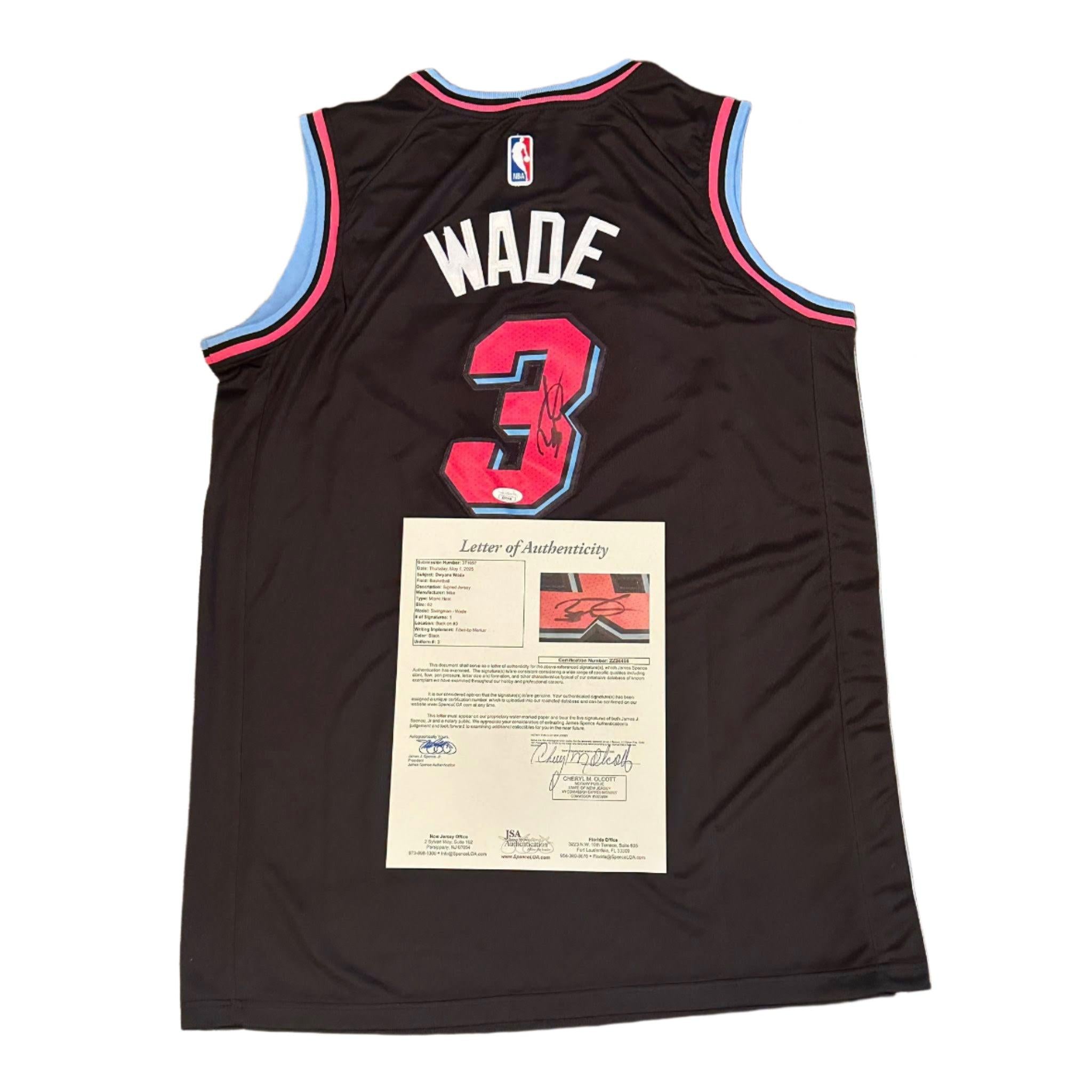 Dwyane Wade Autographed Miami Heat City Edition Jersey JSA LOA-Right Off The Field