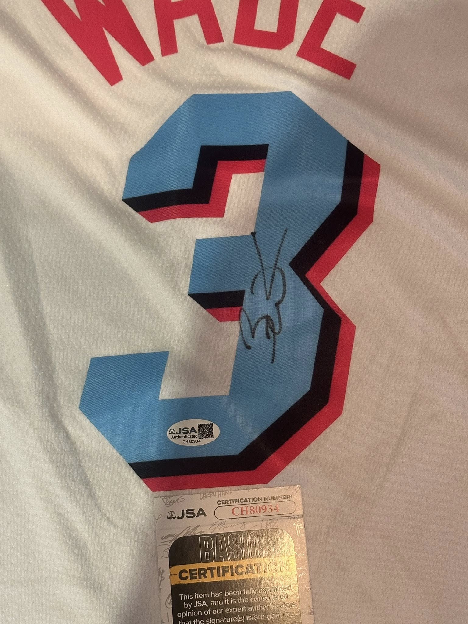 Dwyane Wade Autographed Miami Heat City Edition White Vice Jersey JSA COA-Right Off The Field