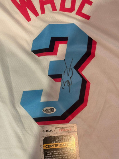 Dwyane Wade Autographed Miami Heat City Edition White Vice Jersey JSA COA-Right Off The Field