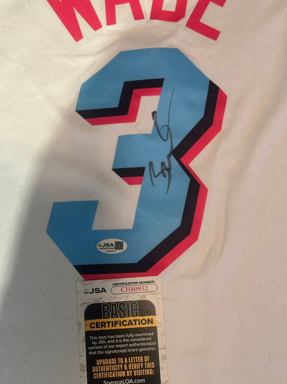 Dwyane Wade Autographed Miami Heat City Edition White Vice Jersey JSA COA-Right Off The Field