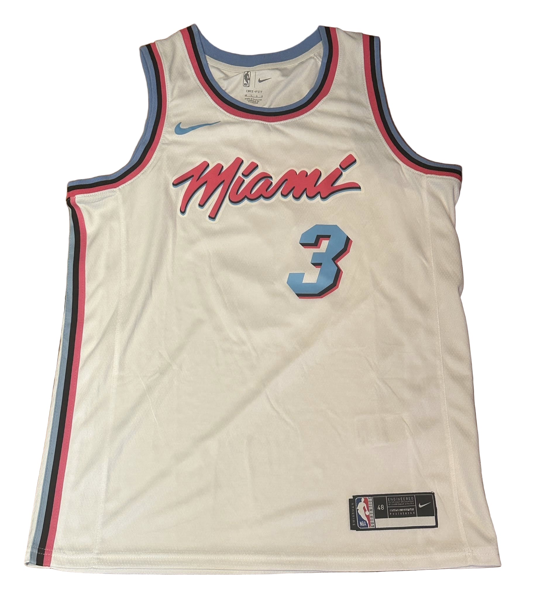 Dwyane Wade Autographed Miami Heat City Edition White Vice Jersey JSA COA-Right Off The Field