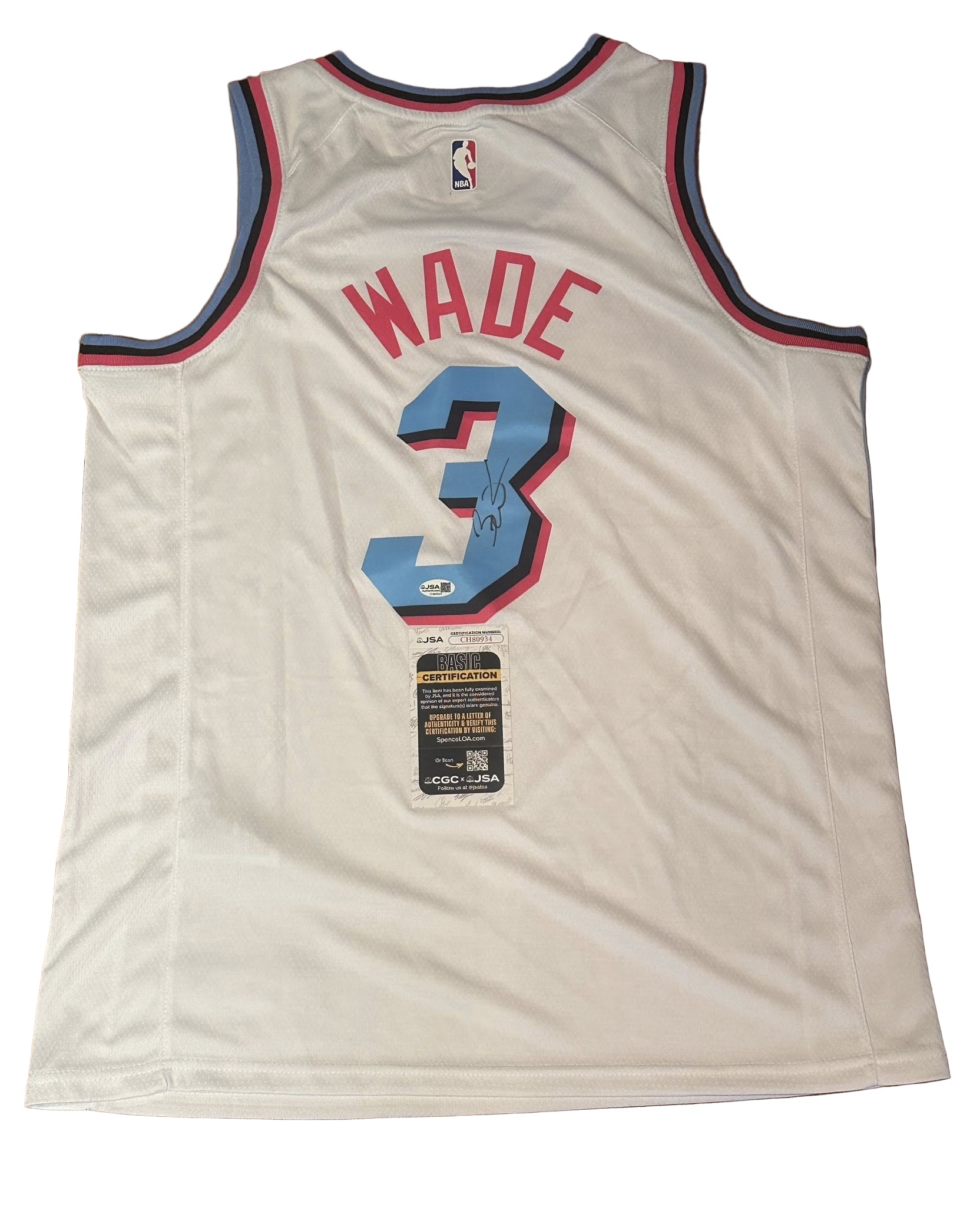 Dwyane Wade Autographed Miami Heat City Edition White Vice Jersey JSA COA-Right Off The Field
