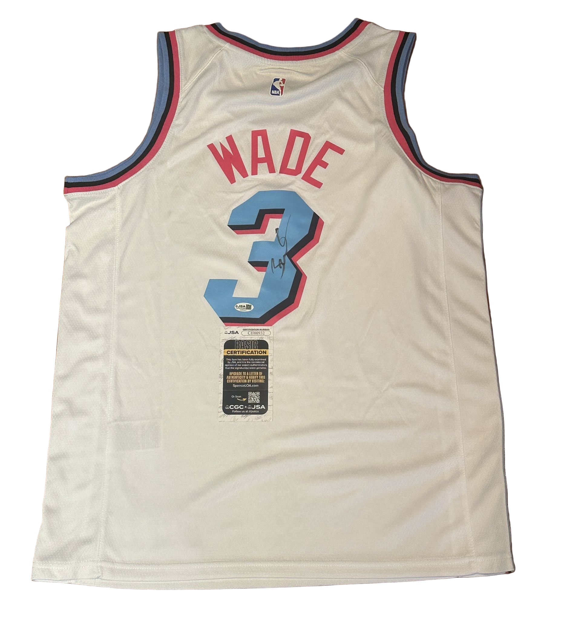 Dwyane Wade Autographed Miami Heat City Edition White Vice Jersey JSA COA-Right Off The Field