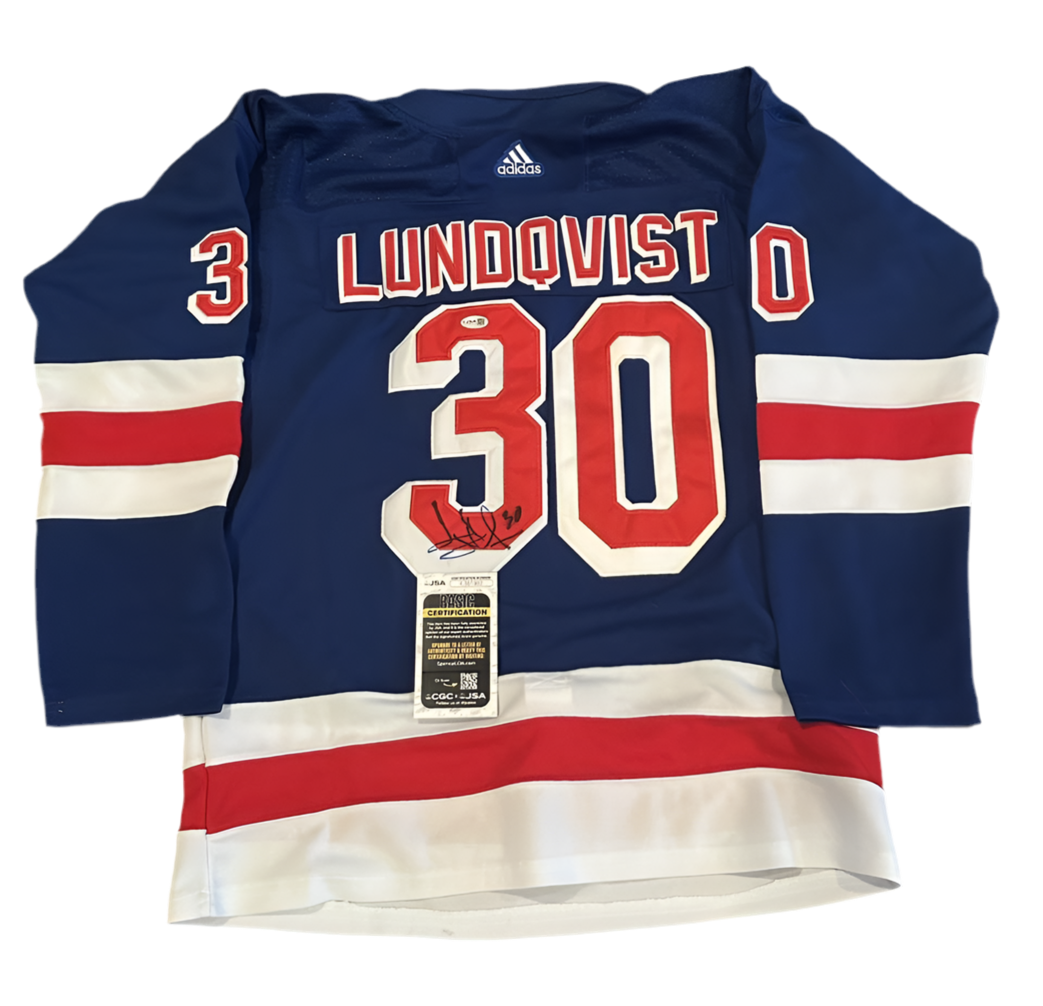 Henrik Lundqvist Autographed New York Rangers Jersey JSA COA-Right Off The Field
