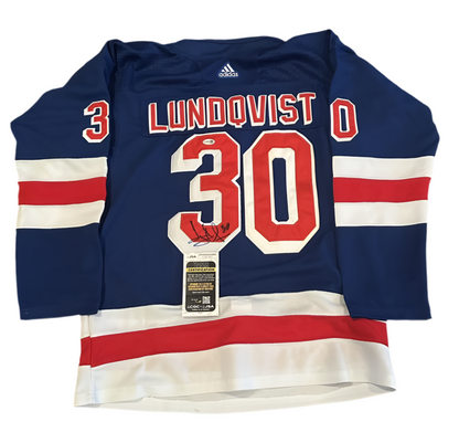 Henrik Lundqvist Autographed New York Rangers Jersey JSA COA-Right Off The Field