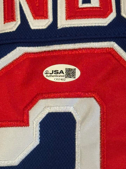 Henrik Lundqvist Autographed New York Rangers Jersey JSA COA-Right Off The Field