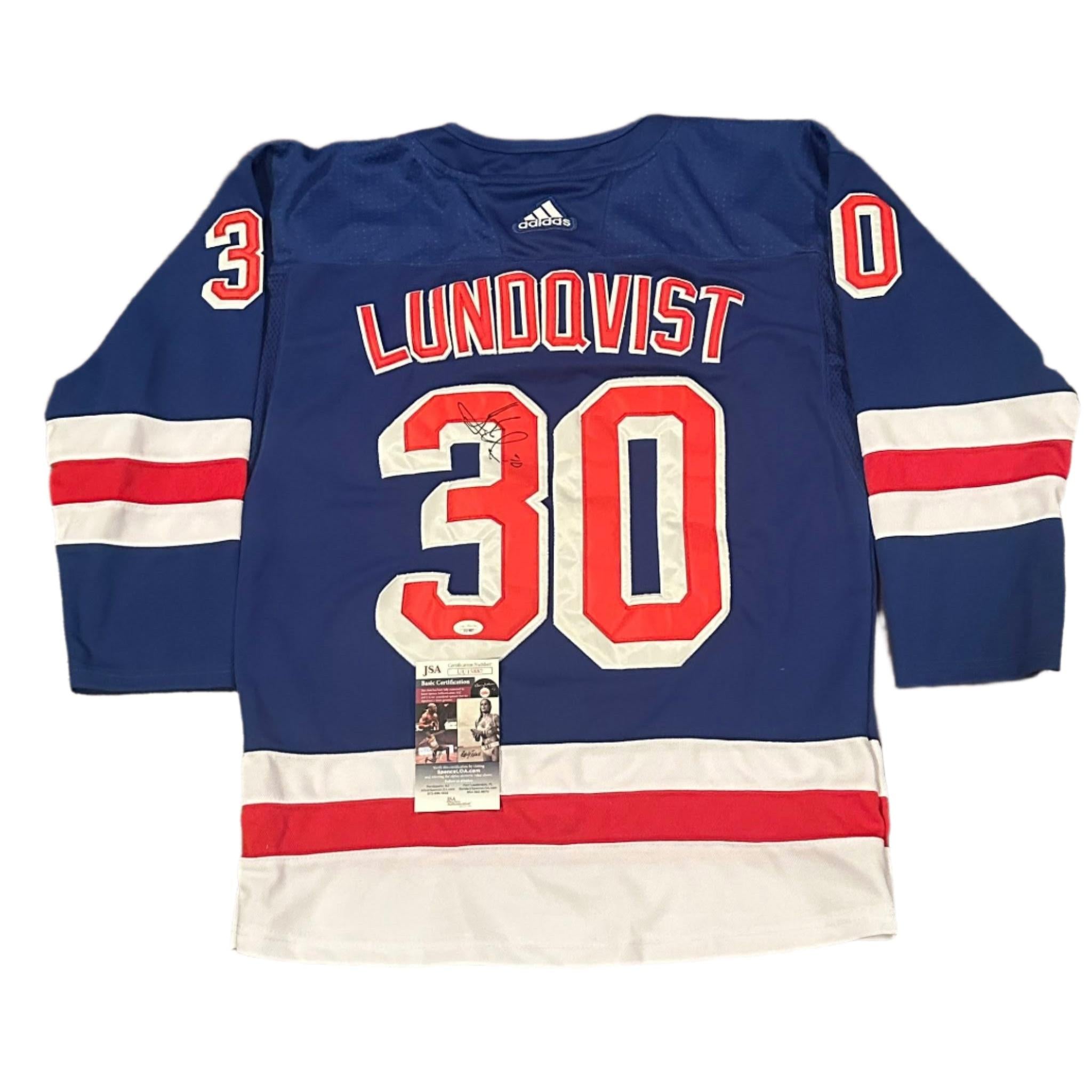 Henrik Lundqvist Autographed New York Rangers Jersey JSA COA-Right Off The Field