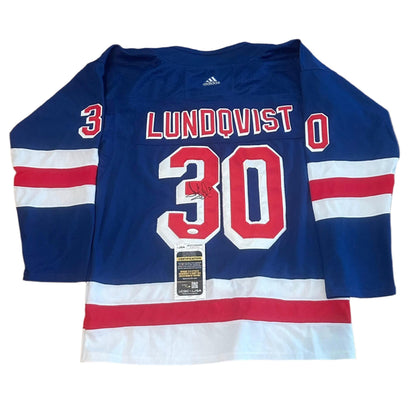 Henrik Lundqvist Autographed New York Rangers Jersey JSA COA-Right Off The Field