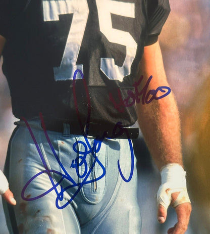 Howie Long Autographed 8x10 Photo JSA COA 'HOF 00' Inscription Oakland Raiders-Right Off The Field