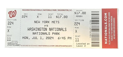 James Wood Washington Nationals MLB Debut Ticket Stub 7/1/2024.-Right Off The Field