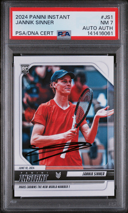 Jannik Sinner Autographed 2024 Panini Instant #JS1 NM 7-Right Off The Field