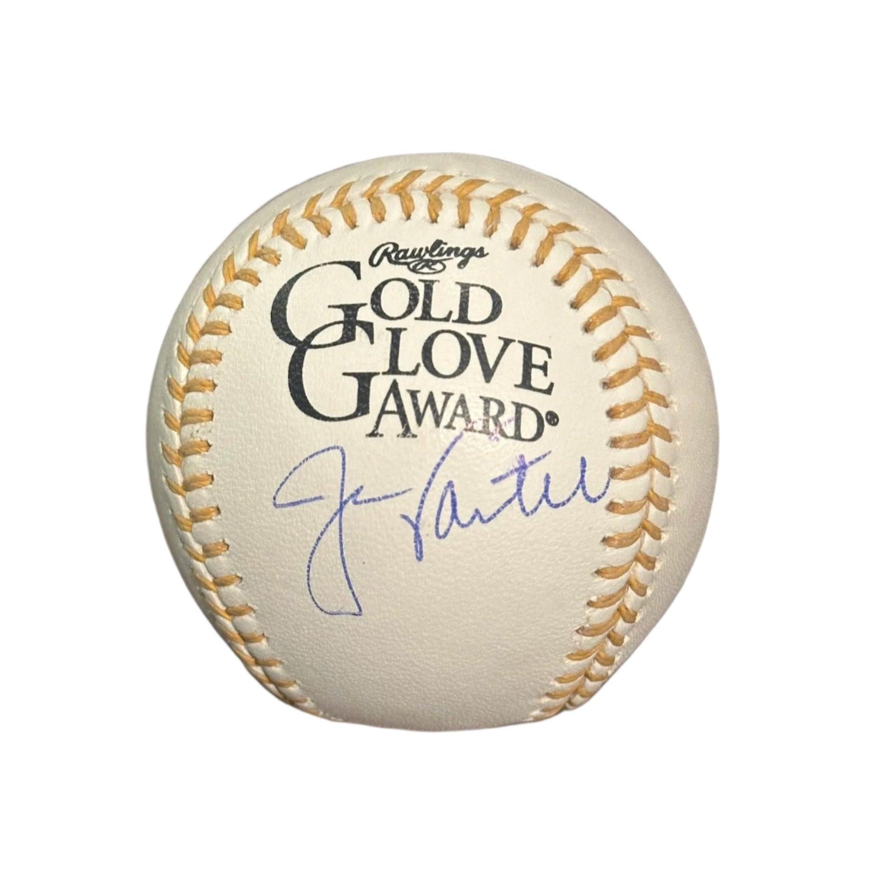 Jason Varitek Boston Red Sox Autographed Gold Glove Award Baseball JSA COA-Right Off The Field