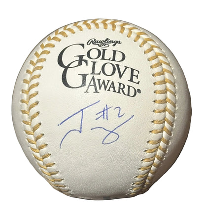 Javier Sanoja Autographed Gold Glove Award Baseball JSA COA Miami Marlins-Right Off The Field