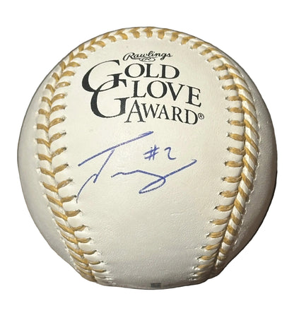 Javier Sanoja Autographed Gold Glove Award Baseball JSA COA Miami Marlins-Right Off The Field