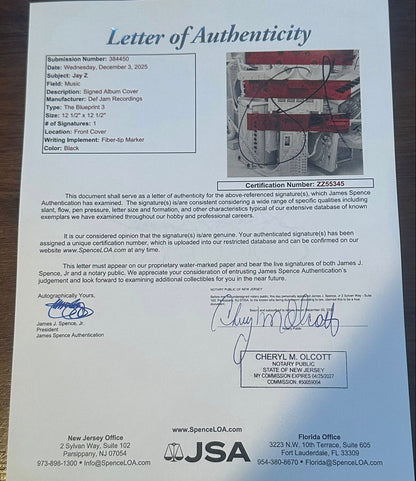 Jay-Z Signed Autographed The Blueprint 3 VINYL LP JSA LOA-Right Off The Field