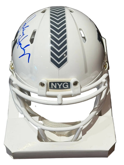 John Harbaugh Autographed New York Giants Salute to Service Mini Helmet JSA COA-Right Off The Field