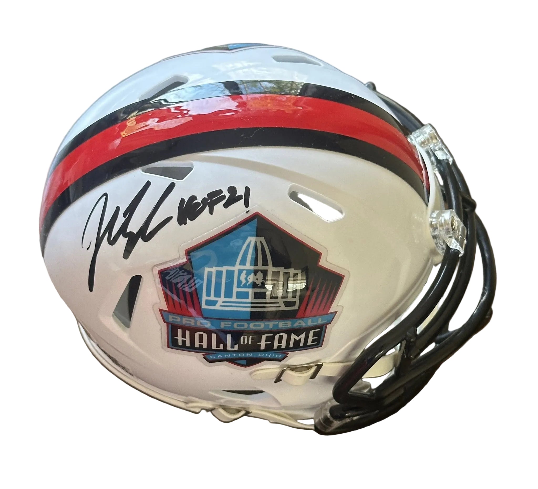 John Lynch Autographed Hall of Fame Mini Helmet "HOF '21" Inscription JSA COA-Right Off The Field