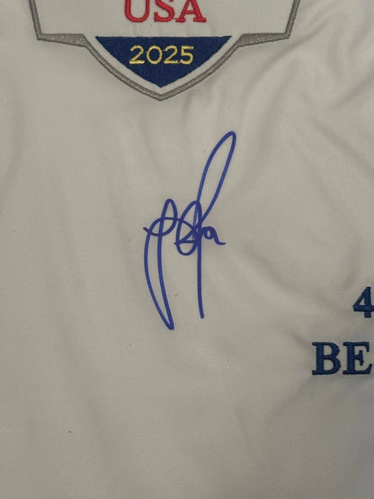 Justin Rose Autographed 2025 Ryder Cup Pin Flag Team Europe JSA COA-Right Off The Field