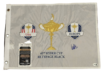 Ludvig Åberg Autographed 2025 Ryder Cup Pin Flag Team Europe JSA COA-Right Off The Field