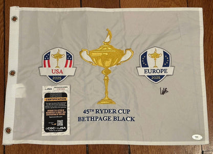 Ludvig Åberg Autographed 2025 Ryder Cup Pin Flag Team Europe JSA COA-Right Off The Field