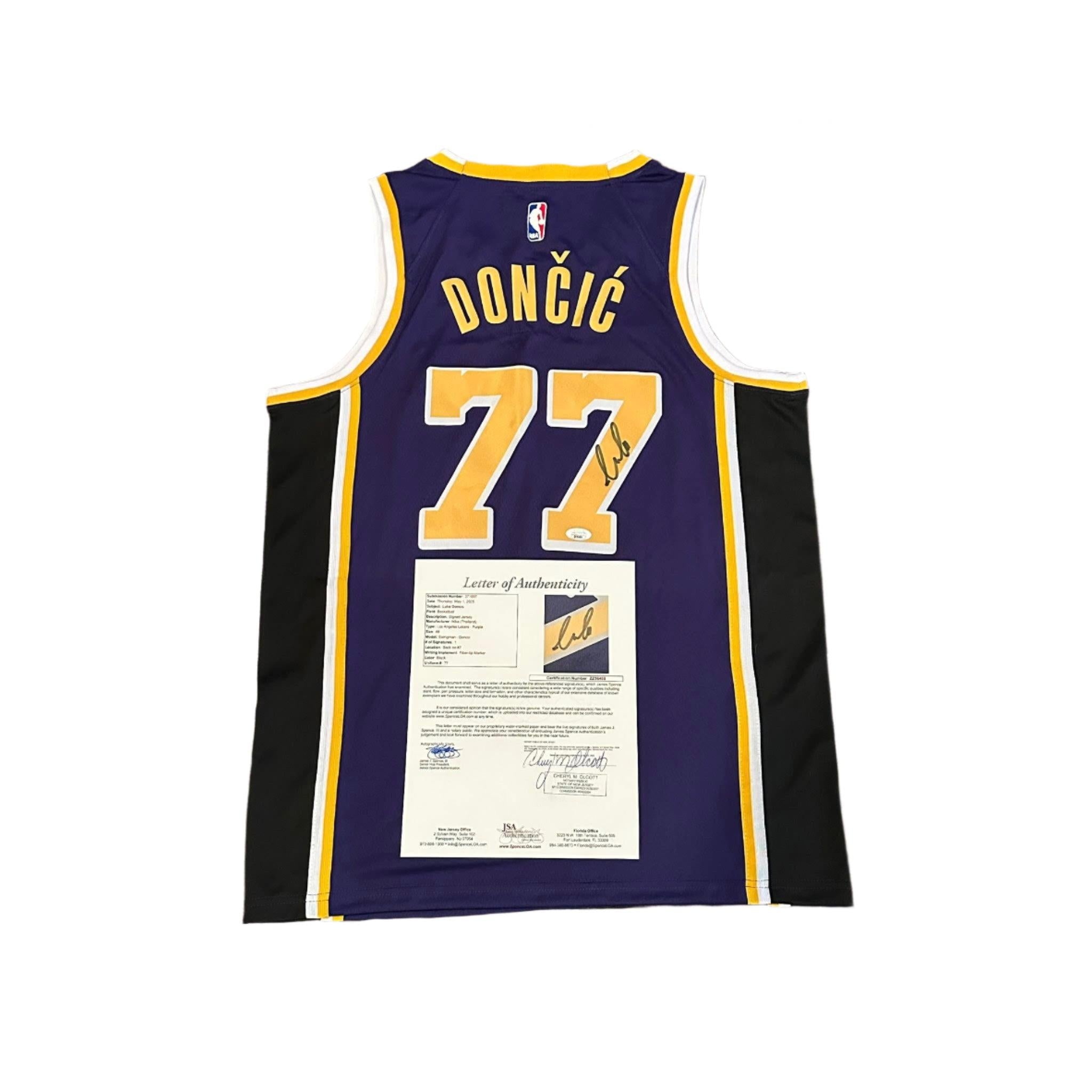 Luka Doncic Autographed Los Angeles Lakers Jersey JSA LOA-Right Off The Field