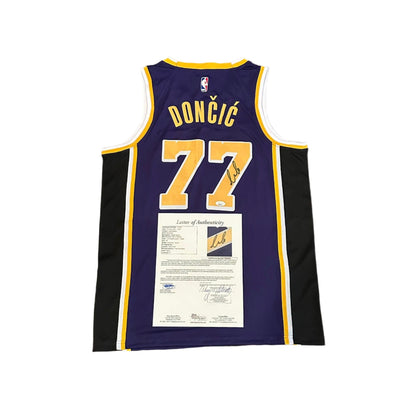 Luka Doncic Autographed Los Angeles Lakers Jersey JSA LOA-Right Off The Field