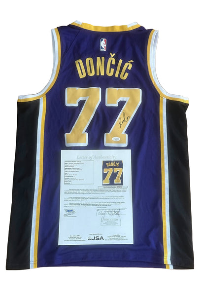 Luka Doncic Autographed Los Angeles Lakers Jersey JSA LOA-Right Off The Field