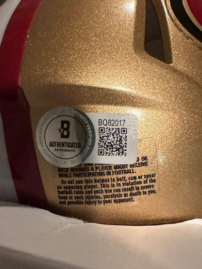 Mac Jones Autographed San Francisco 49ers Mini Helmet Beckett-Right Off The Field