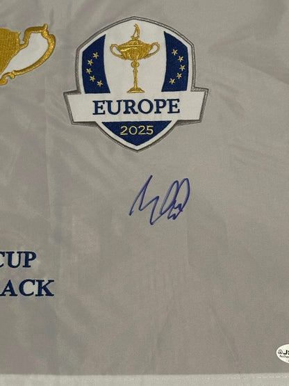 Matt Fitzpatrick Autographed 2025 Ryder Cup Pin Flag Team Europe JSA COA-Right Off The Field